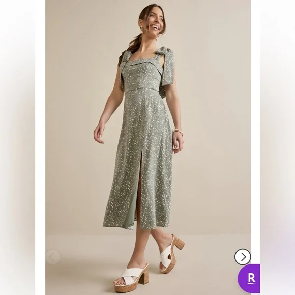 Francesca's Collections Lena bow strap midi dress - Picture 1 of 6